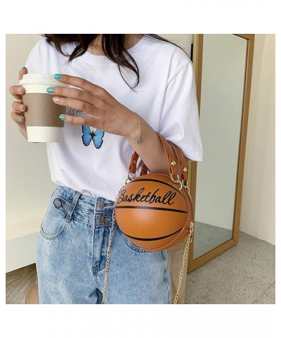 Basketball Purse For Women Novelty Crossbody Purses Small Cute Tote Bag PU Leather Round Handbags Brown $9.80 Shoulder Bags