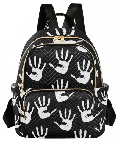 Halloween Women Backpack Spooky Black White Hand Print Anti-Theft Travel Backpack with Luggage Belt Durable Lightweight Handb...