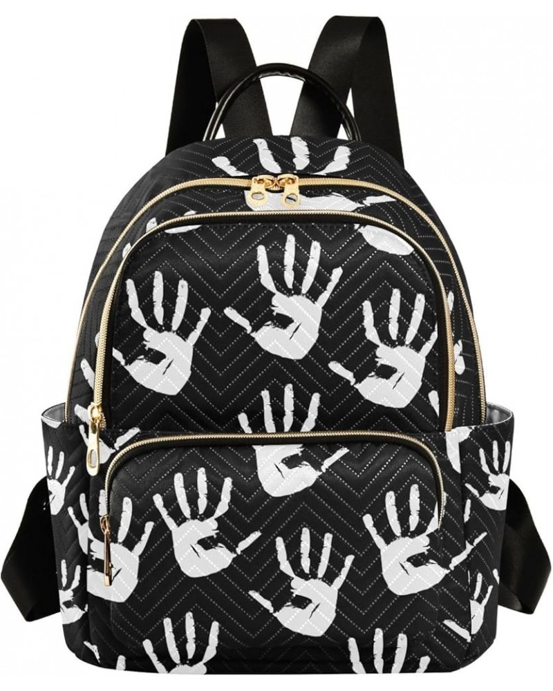 Halloween Women Backpack Spooky Black White Hand Print Anti-Theft Travel Backpack with Luggage Belt Durable Lightweight Handb...