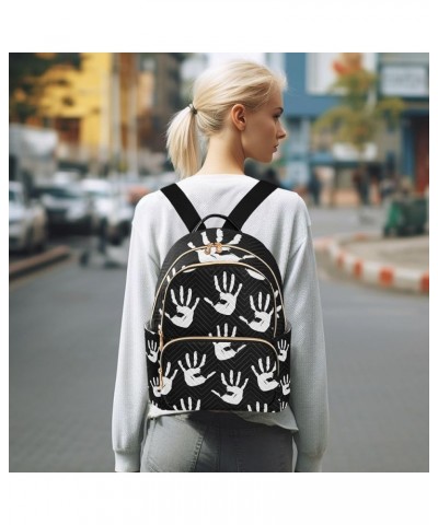 Halloween Women Backpack Spooky Black White Hand Print Anti-Theft Travel Backpack with Luggage Belt Durable Lightweight Handb...