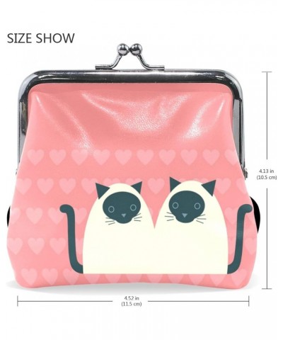 A Cute Cartoon Couple Of Siamese Cats Leather Kiss-Lock Coin Purse Wallet Portable Clutch bag For Women Girls Colour1 $13.91 ...