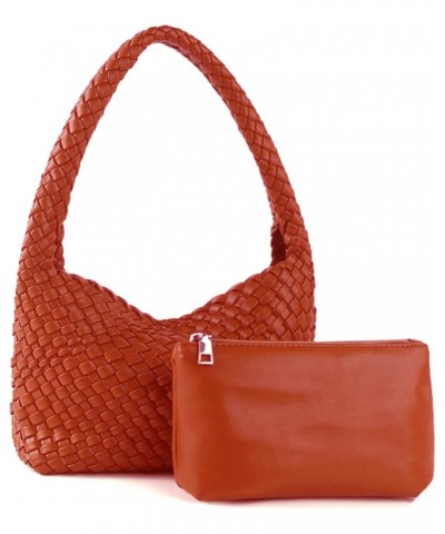 Fashion Designer Handbags and Purses Women Shoulder Bag Casual Hand Woven Shopping Totes Ladies Underarm Bags Orange $27.50 T...