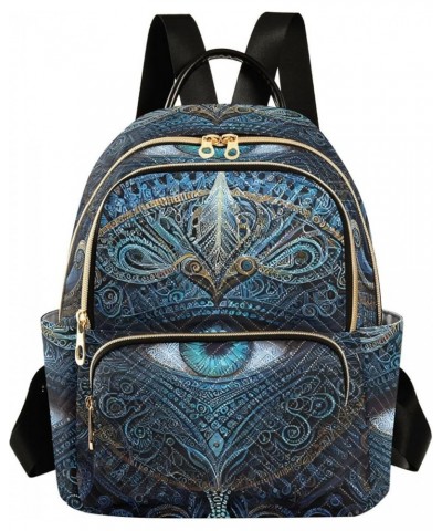 Women's Small Fashion Backpack Blue Pattern Eye Print Ladies Travel Daypack Aesthetic Shoulder Bag 11.4×6.1×14.1 IN $16.00 Ba...