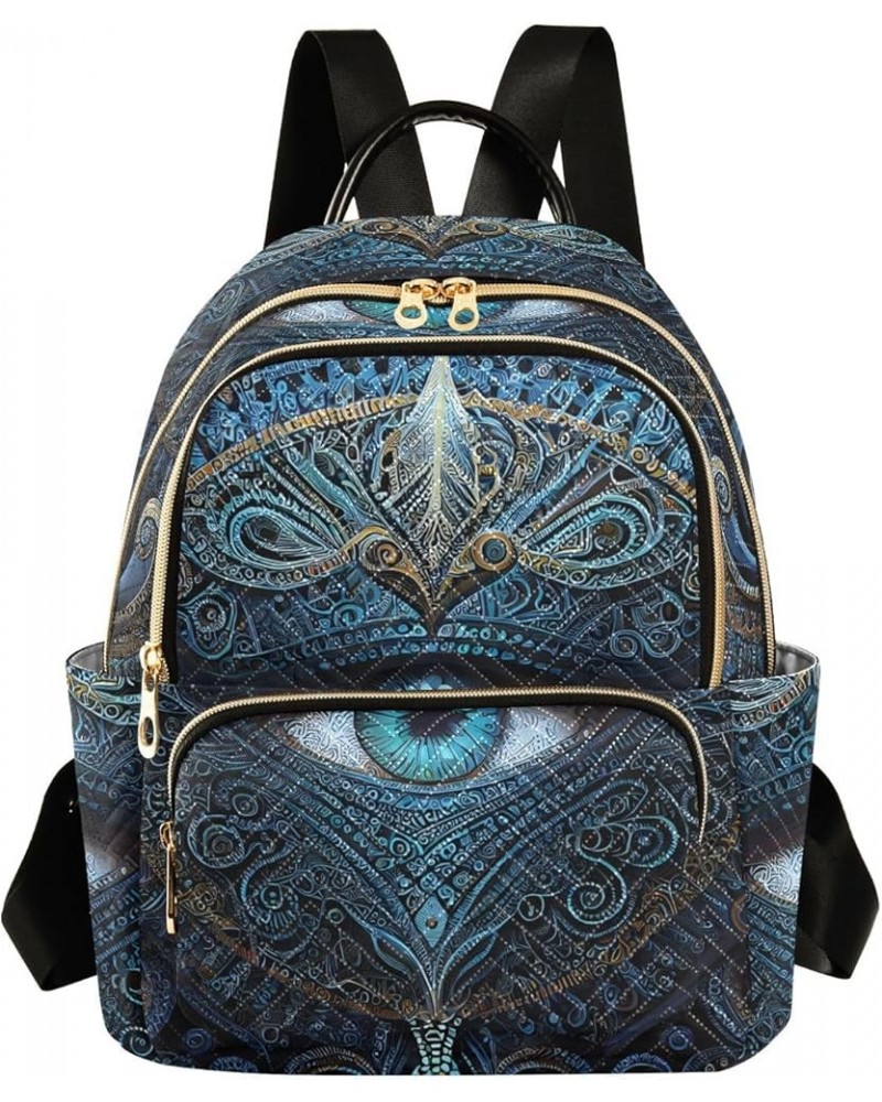 Women's Small Fashion Backpack Blue Pattern Eye Print Ladies Travel Daypack Aesthetic Shoulder Bag 11.4×6.1×14.1 IN $16.00 Ba...