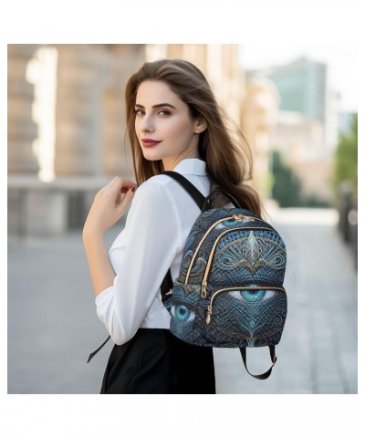 Women's Small Fashion Backpack Blue Pattern Eye Print Ladies Travel Daypack Aesthetic Shoulder Bag 11.4×6.1×14.1 IN $16.00 Ba...