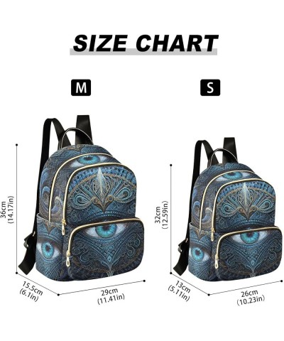 Women's Small Fashion Backpack Blue Pattern Eye Print Ladies Travel Daypack Aesthetic Shoulder Bag 11.4×6.1×14.1 IN $16.00 Ba...