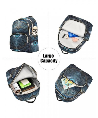 Women's Small Fashion Backpack Blue Pattern Eye Print Ladies Travel Daypack Aesthetic Shoulder Bag 11.4×6.1×14.1 IN $16.00 Ba...