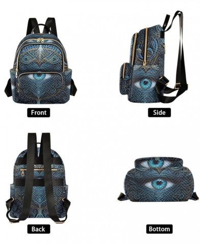 Women's Small Fashion Backpack Blue Pattern Eye Print Ladies Travel Daypack Aesthetic Shoulder Bag 11.4×6.1×14.1 IN $16.00 Ba...