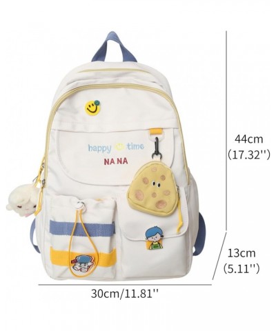 Kawaii Backpack with Cute Accessories Cute Large Capacity with Penny Purse Bag Kawaii Anti Theft Travel Daypack (yellow) Whit...