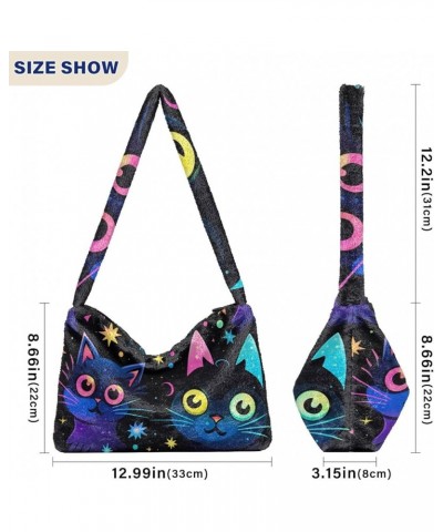 Sweet Gingerbread Ladies Shoulder Handbags, Book Bag with Zipper, Purses for Women Shoulder Bag Neon Cats With Colorful Eyes ...