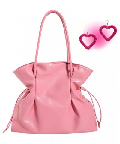 Hobo Bags for Women Pink Tote Bag Handbags with Y2K Love Earrings Large Top Handle Hobo Shoulder Bags Satchel Bag A-pink $19....