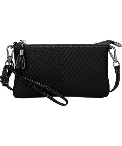 Wristlet Wallet Clutch Purses for Women Genuine Leather Crossbody Bag Handbag with Detachable Shoulder Chain 0265 Black $17.8...