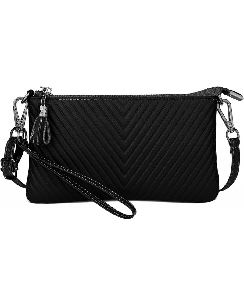 Wristlet Wallet Clutch Purses for Women Genuine Leather Crossbody Bag Handbag with Detachable Shoulder Chain 0265 Black $17.8...