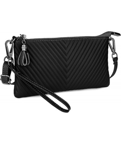 Wristlet Wallet Clutch Purses for Women Genuine Leather Crossbody Bag Handbag with Detachable Shoulder Chain 0265 Black $17.8...