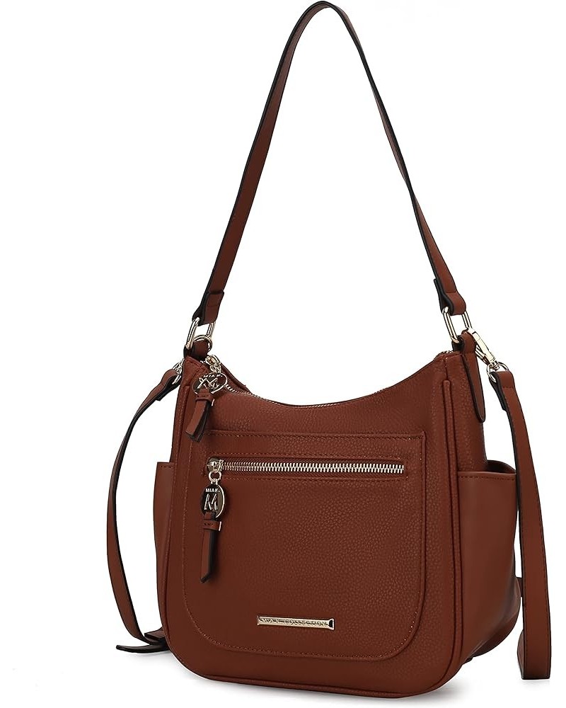 MKF Crossbody Bag for Women – PU Leather Pocketbook Handbag – Designer Side Messenger Purse, Shoulder Crossover Wally Cognac ...