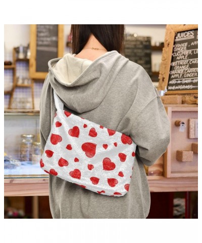 Valentines Women Boho Handbag Heart Petal Underarm Bag Tote Bag Shoulder Bag Crossbody Bag Fluffy Cell Phone Purse Lady Trave...