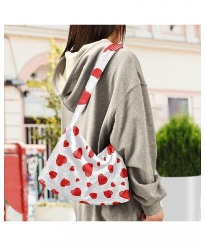 Valentines Women Boho Handbag Heart Petal Underarm Bag Tote Bag Shoulder Bag Crossbody Bag Fluffy Cell Phone Purse Lady Trave...