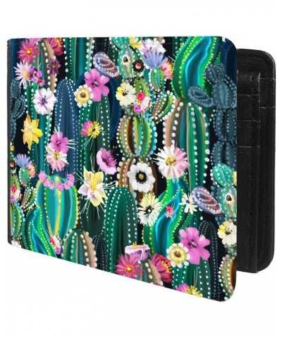 Unique Desige Pattern - Hand painted blooming cactus, Slim Front Pocket Wallet Billfold RFID Blocking $12.50 Wallets