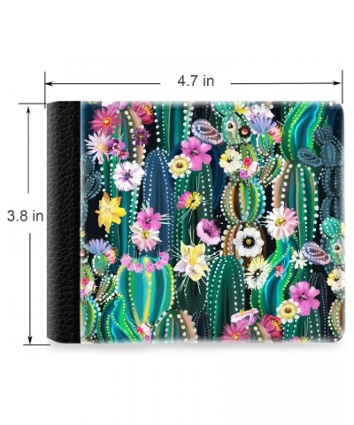 Unique Desige Pattern - Hand painted blooming cactus, Slim Front Pocket Wallet Billfold RFID Blocking $12.50 Wallets