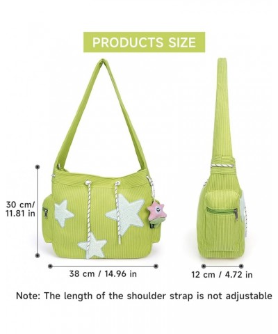 Cute Messenger Bag, Aesthetic Crossbody Bag, Y2K Star Grunge Bag Emo Shoulder Tote Purse for Women Green-corduroy $14.27 Totes