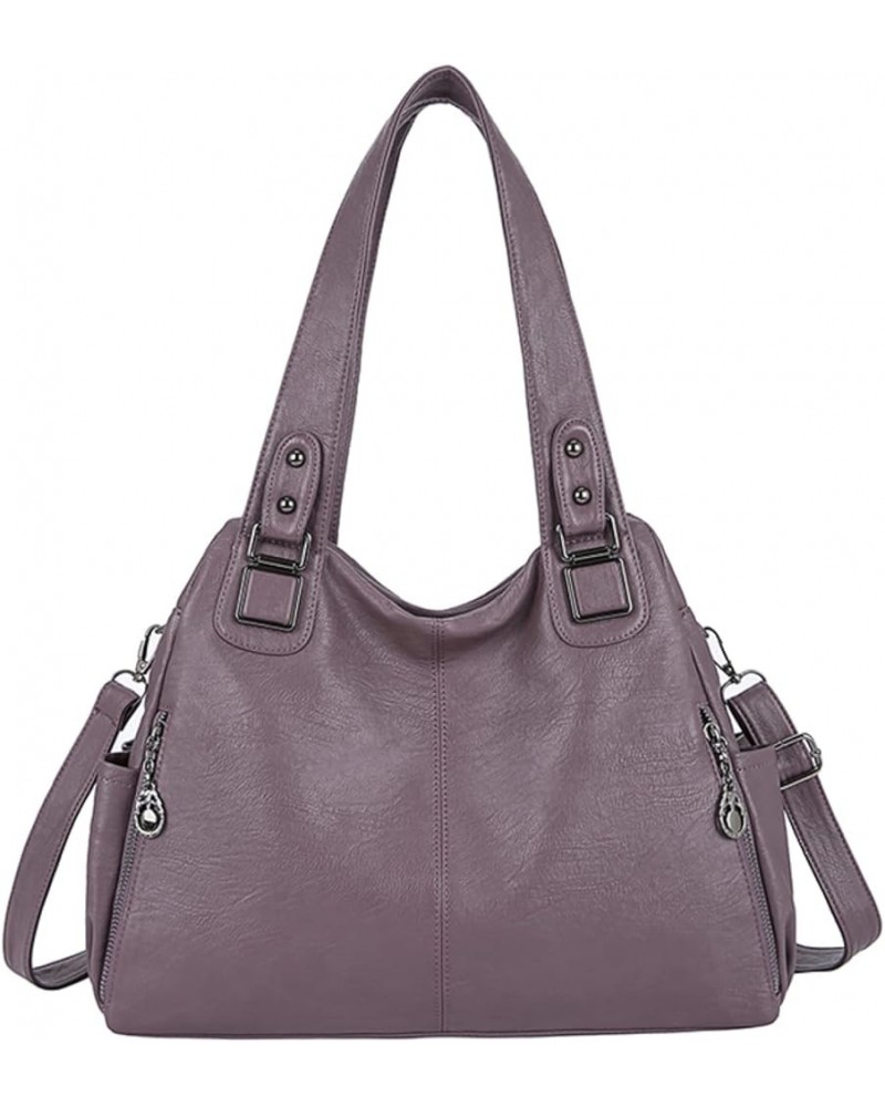 Large Women's Bag Large Capacity Shoulder BagsPU Leather Shoulder Bags Ladies Wild Bags,Bronze,38*14*26cm Purple 38*14*26cm $...