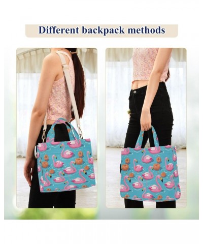 Pink Swimming Flamingo Tote Bag Large Capacity for Women Handbag Corduroy Crossbody Shoulder Bag $13.80 Totes