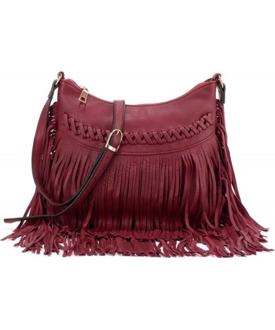 Leather Fringe Purse for Women Trendy Western Tassel Crossbody Bag Vintage Hobo Black Shoulder Messenger Bag Wine Red $16.44 ...