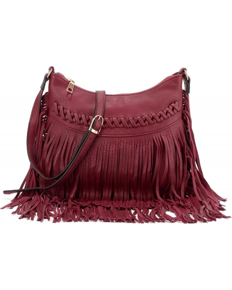 Leather Fringe Purse for Women Trendy Western Tassel Crossbody Bag Vintage Hobo Black Shoulder Messenger Bag Wine Red $16.44 ...