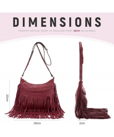 Leather Fringe Purse for Women Trendy Western Tassel Crossbody Bag Vintage Hobo Black Shoulder Messenger Bag Wine Red $16.44 ...