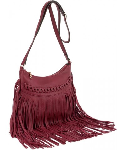 Leather Fringe Purse for Women Trendy Western Tassel Crossbody Bag Vintage Hobo Black Shoulder Messenger Bag Wine Red $16.44 ...