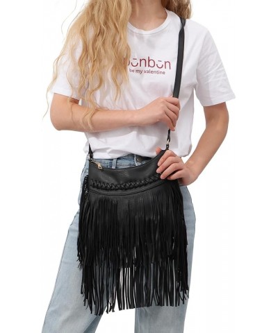 Leather Fringe Purse for Women Trendy Western Tassel Crossbody Bag Vintage Hobo Black Shoulder Messenger Bag Wine Red $16.44 ...