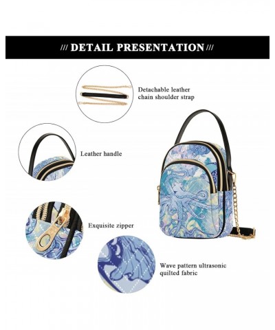 Women Crossbody Sling Bags Fishes Octopuses Print, Compact Fashion Handbags Purse with Chain Strap Top handle for Evening Par...