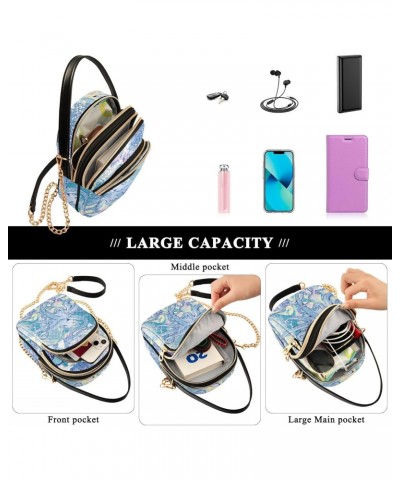 Women Crossbody Sling Bags Fishes Octopuses Print, Compact Fashion Handbags Purse with Chain Strap Top handle for Evening Par...