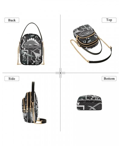 Cell Phone Purse Dino Skeleton Grey Crossbody Handbag Durable Shoulder Bag Sturdy Travel Pouch Compact Chic Bag for Women Eve...