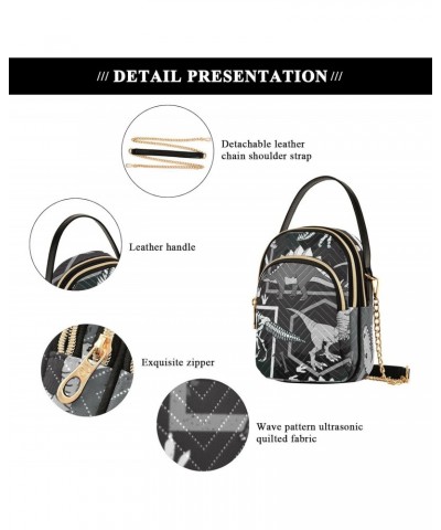 Cell Phone Purse Dino Skeleton Grey Crossbody Handbag Durable Shoulder Bag Sturdy Travel Pouch Compact Chic Bag for Women Eve...