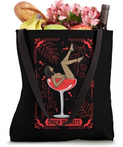 Tarot Card Women Queen of Shots Drinking Witchy Black Girl Tote Bag $15.66 Totes