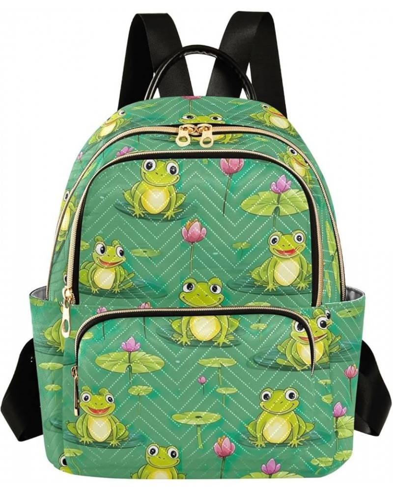 Cute Frog Lotus Backpack Purse for Women Small Travel Bag Fashion Daypack M 202a2116 S(10.23"x5.11"x12.59") 202a2116 $24.18 B...