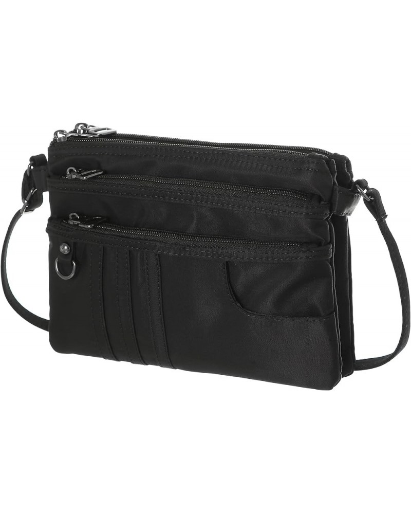 Treble Pockets Small Crossbody Purse Cell Phone Purse Wallet Shoulder Bags for Women Nylon Black $16.82 Crossbody Bags