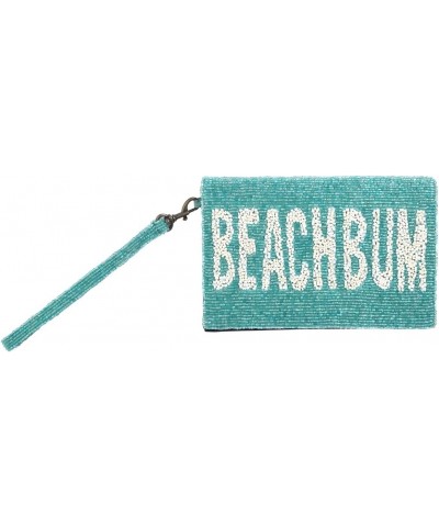 Beach Bum Text Beaded Leather Wristlet Wallet, Aqua Multi $39.75 Wristlets