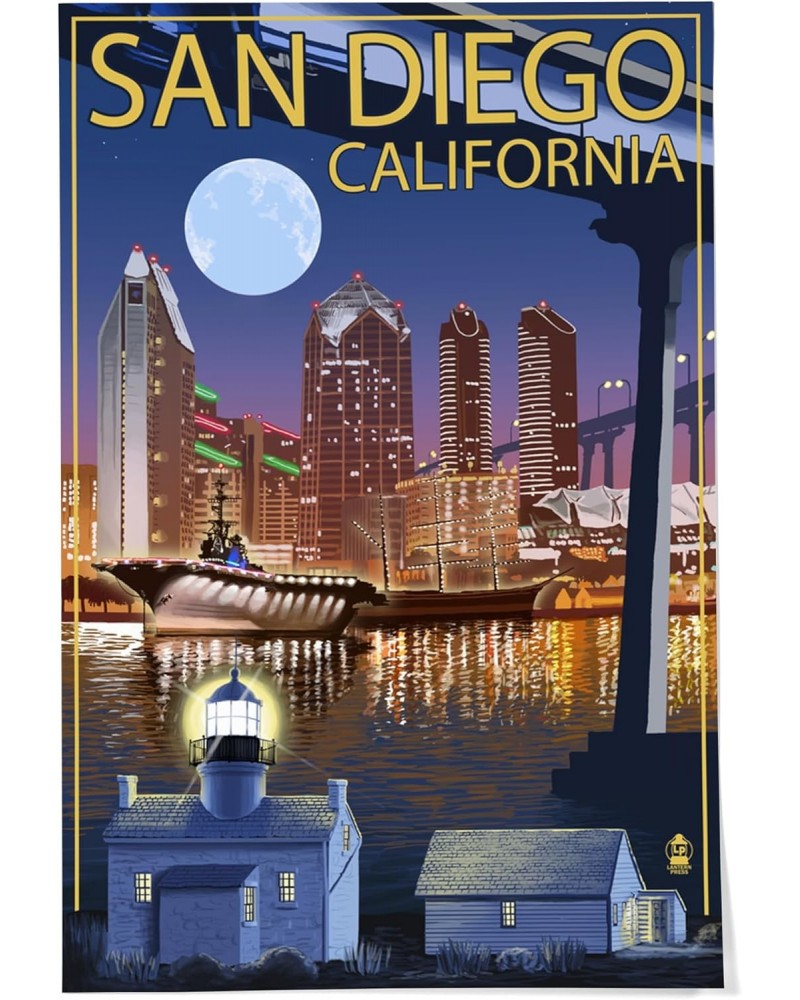 24x36 Inch Giclee Print, San Diego, California, Skyline at Night $29.49 Totes