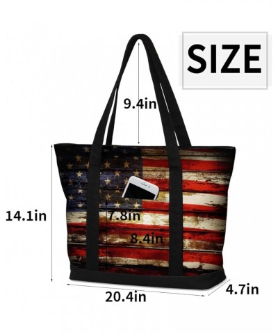 Tote Bag for Women Canvas Shoulder Bag Large Casual Handbag Lightweight Tote Bag with Zipper for Work Travel Shopping America...