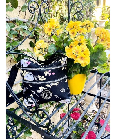 Crossbody Purses for Women Lightweight Small Travel Bag Shoulder Purses and Handbags with Multi Zipper Pockets A-black Flower...