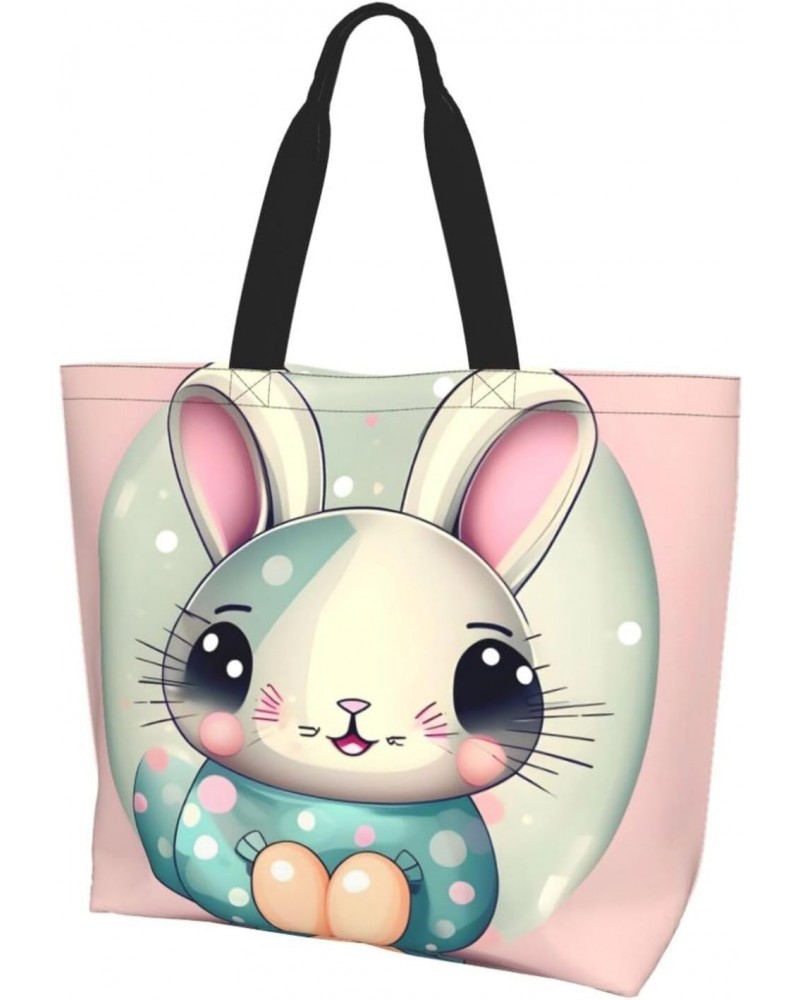 Pink Cartoon Bunny Women'S Shoulder Shopping Bag, Suitable For Daily Travel Shopping, Handbag Items Storage $18.20 Shoulder Bags