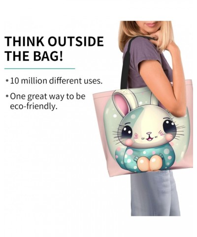 Pink Cartoon Bunny Women'S Shoulder Shopping Bag, Suitable For Daily Travel Shopping, Handbag Items Storage $18.20 Shoulder Bags