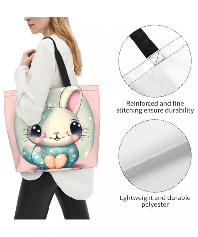 Pink Cartoon Bunny Women'S Shoulder Shopping Bag, Suitable For Daily Travel Shopping, Handbag Items Storage $18.20 Shoulder Bags