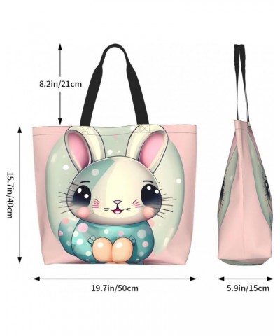 Pink Cartoon Bunny Women'S Shoulder Shopping Bag, Suitable For Daily Travel Shopping, Handbag Items Storage $18.20 Shoulder Bags