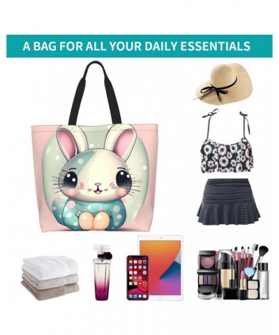 Pink Cartoon Bunny Women'S Shoulder Shopping Bag, Suitable For Daily Travel Shopping, Handbag Items Storage $18.20 Shoulder Bags