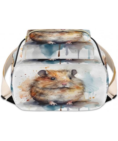 Watercolor Hamster Backpack Purse for Women PU Leather Lightweight Ladies Shoulder Fashion Satchel Bags Travel Casual Daypack...