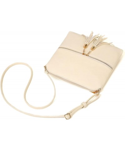 Women Shoulder Handbag Ladies Fashion Solid Color Leather Large Capacity Adjustable Shoulder Belt Double Zipper Beige $10.65 ...