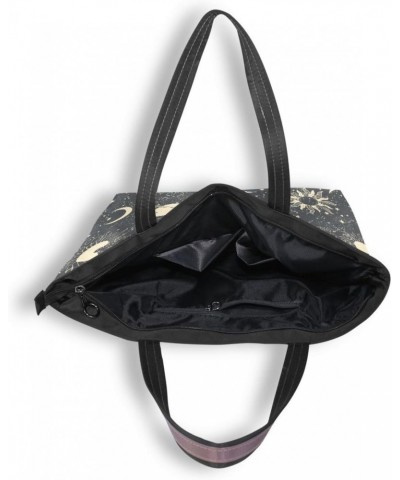 Womens Tote Bag, Black Space Sun Moon Star Ladies Zip Shoulder Handbags $12.71 Shoulder Bags